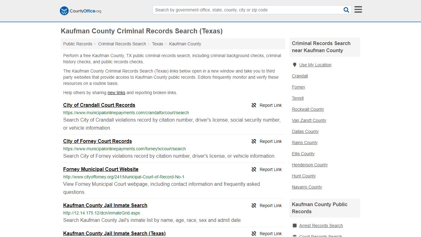 Kaufman County Criminal Records Search (Texas) - County Office